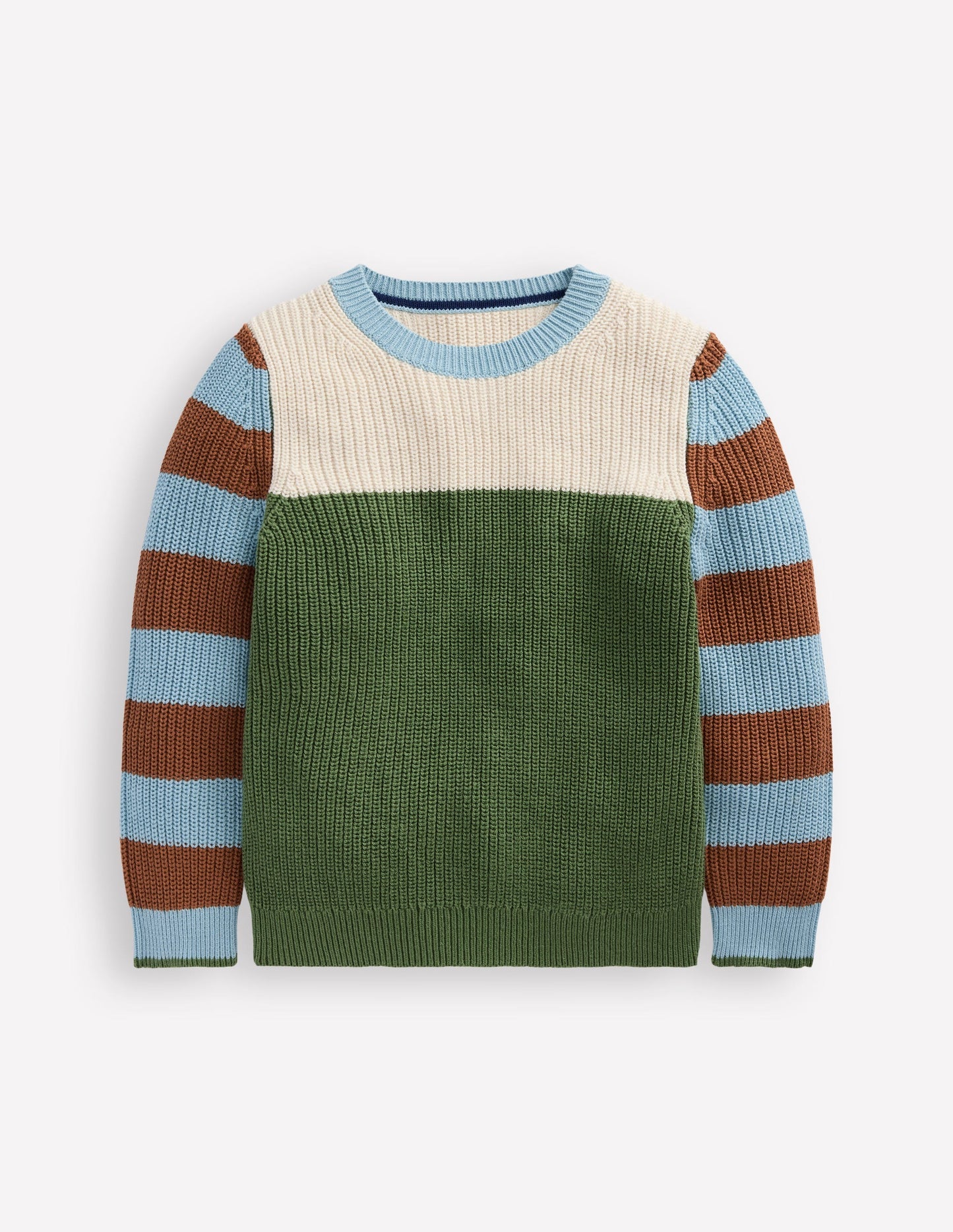 Boden Everyday Cotton Sweater - Ecru Marl/Safari Green