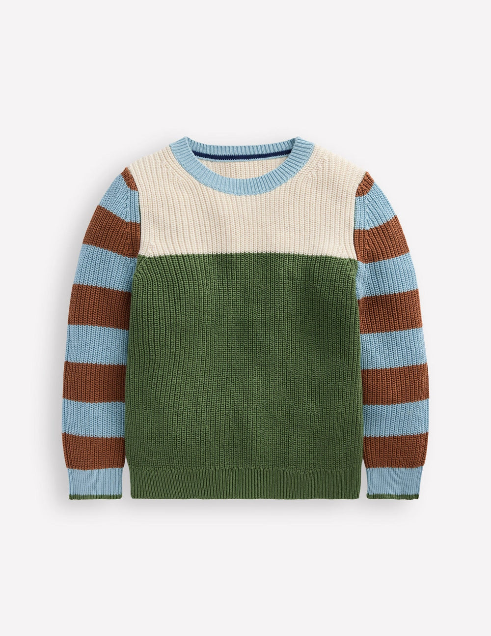Boden Everyday Cotton Sweater - Ecru Marl/Safari Green