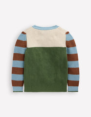 Boden Everyday Cotton Sweater - Ecru Marl/Safari Green