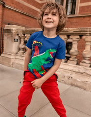 Boden Short Sleeve Appliqué T-shirt - Dino Space