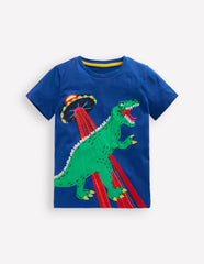 Boden Short Sleeve Appliqué T-shirt - Dino Space
