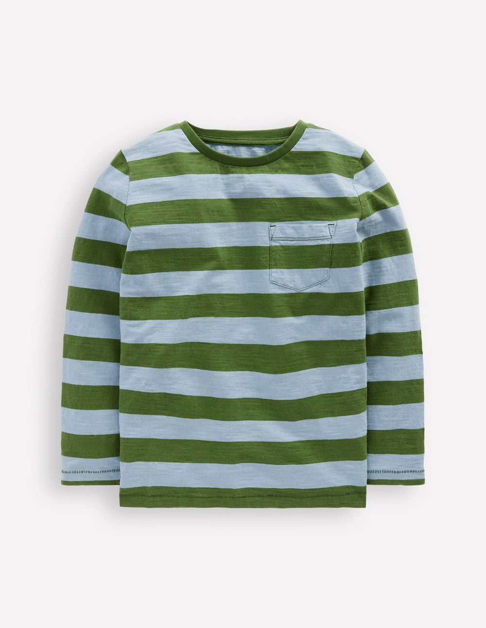 Boden Everyday Long Sleeve T-shirt - Glacier Blue/ Broccoli Green