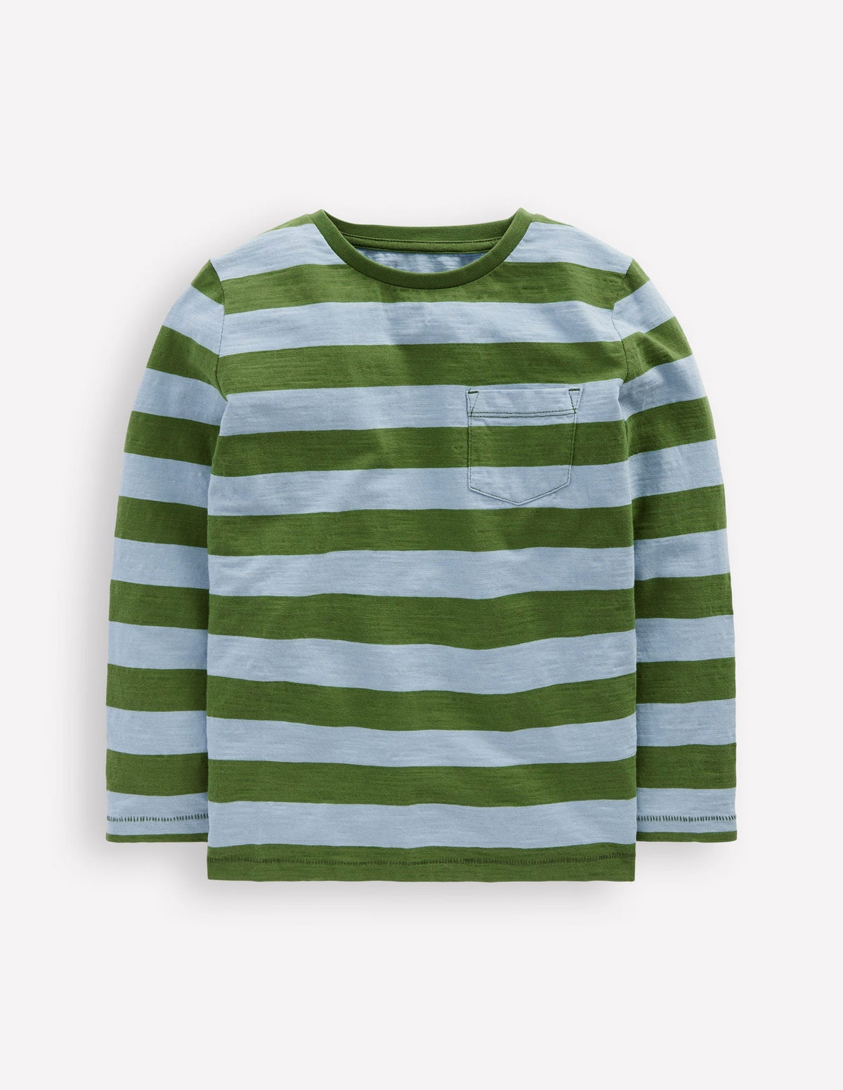 Boden Everyday Long Sleeve T-shirt - Glacier Blue/ Broccoli Green