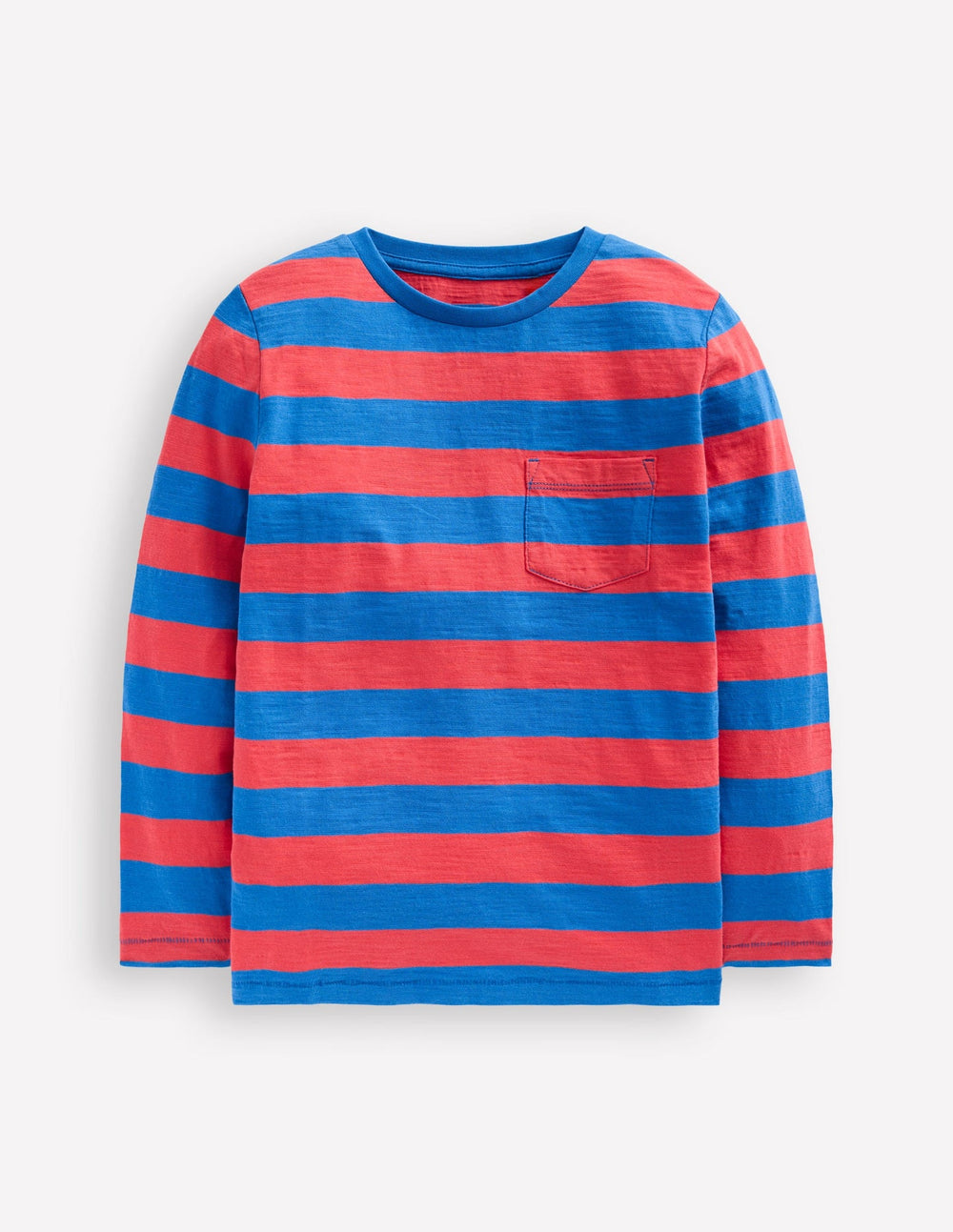 Boden Everyday Long Sleeve T-shirt - Kingfisher Blue/ Jam Red