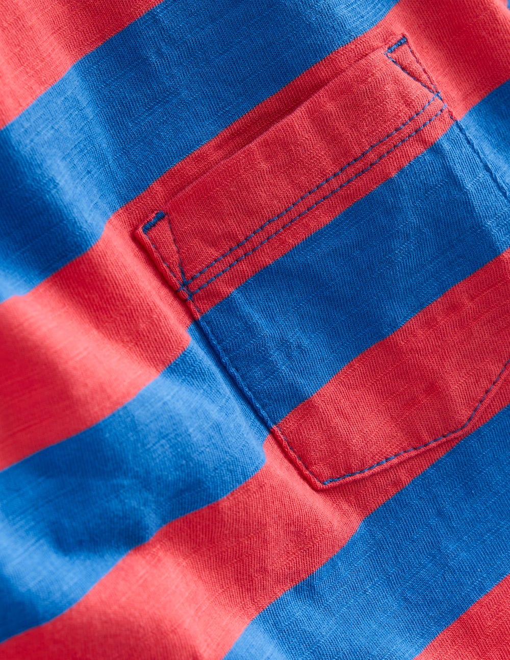 Boden Everyday Long Sleeve T-shirt - Kingfisher Blue/ Jam Red
