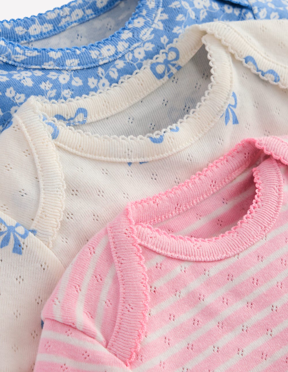 Boden 3 Pack Pointelle Bodies - Soft Ivory Tiny Bows
