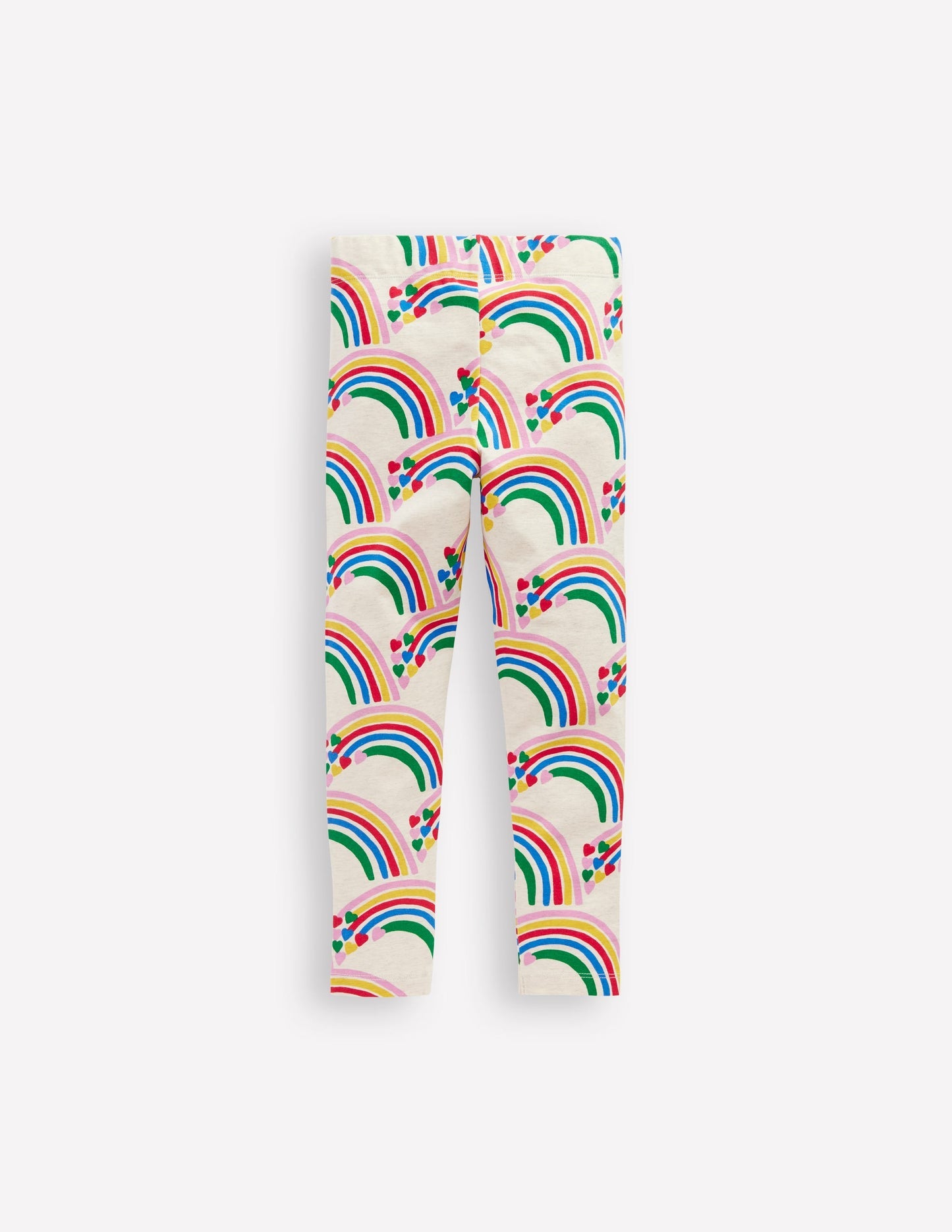 Boden Fun Leggings - Oatmeal Marl Rainbow Hearts