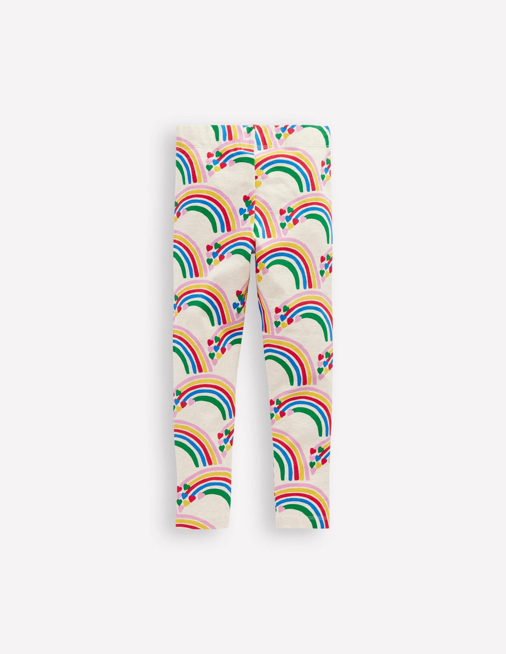 Boden Fun Leggings - Oatmeal Marl Rainbow Hearts