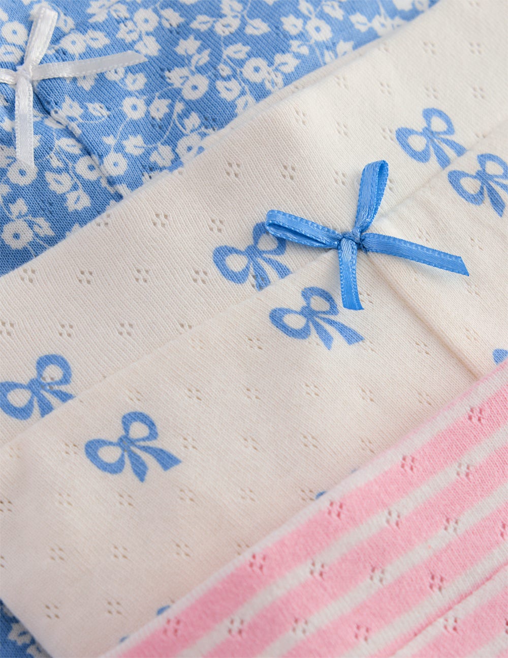 Boden 3 Pack Pointelle Leggings - Ditsy / Bows
