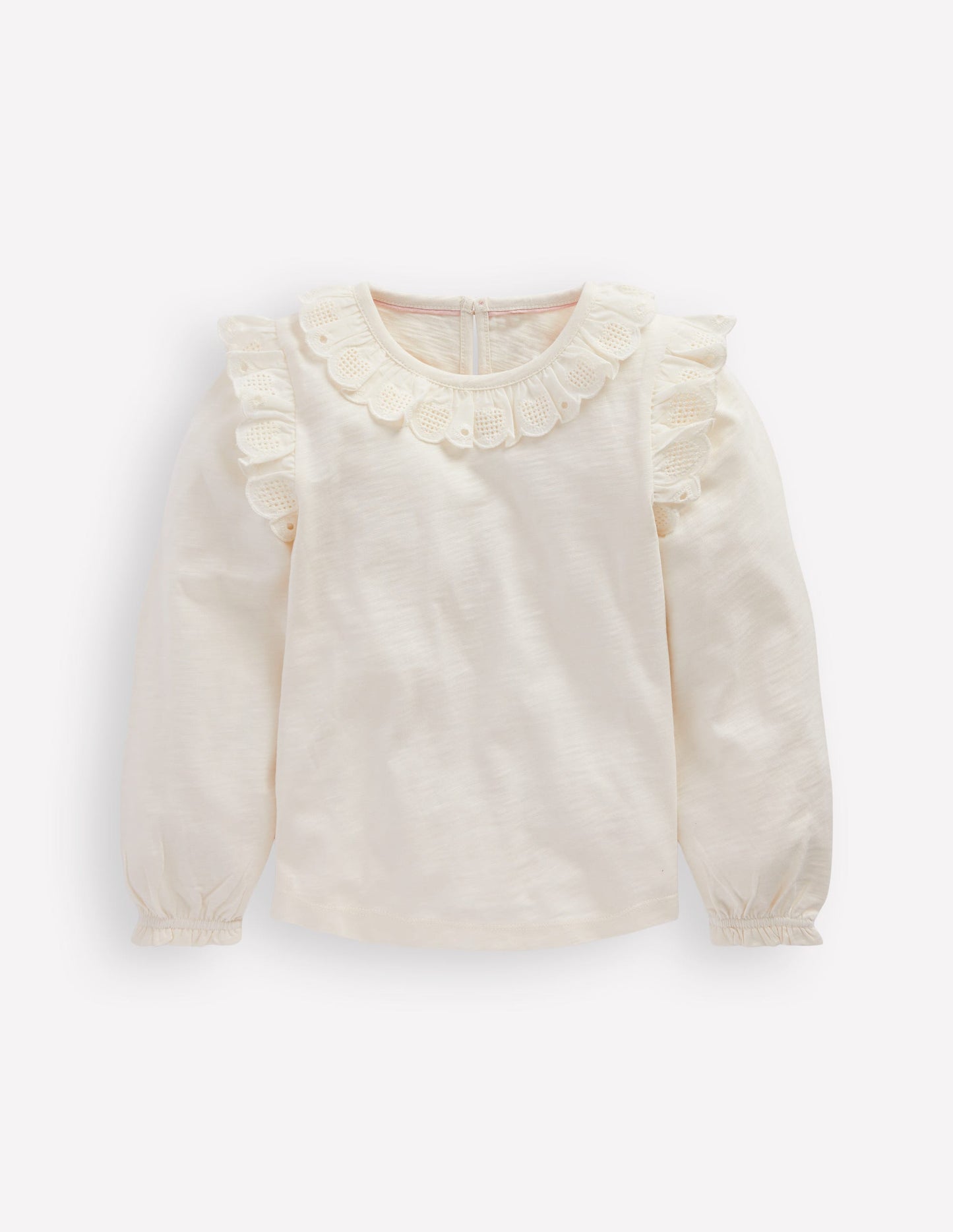 Boden Broderie Heart Trim Top - Soft Ivory