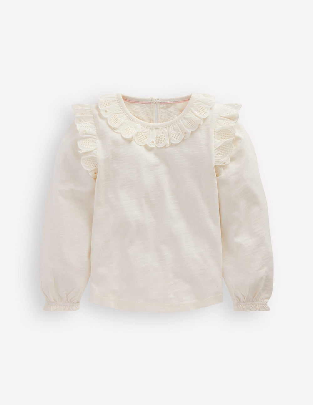 Boden Broderie Heart Trim Top - Soft Ivory