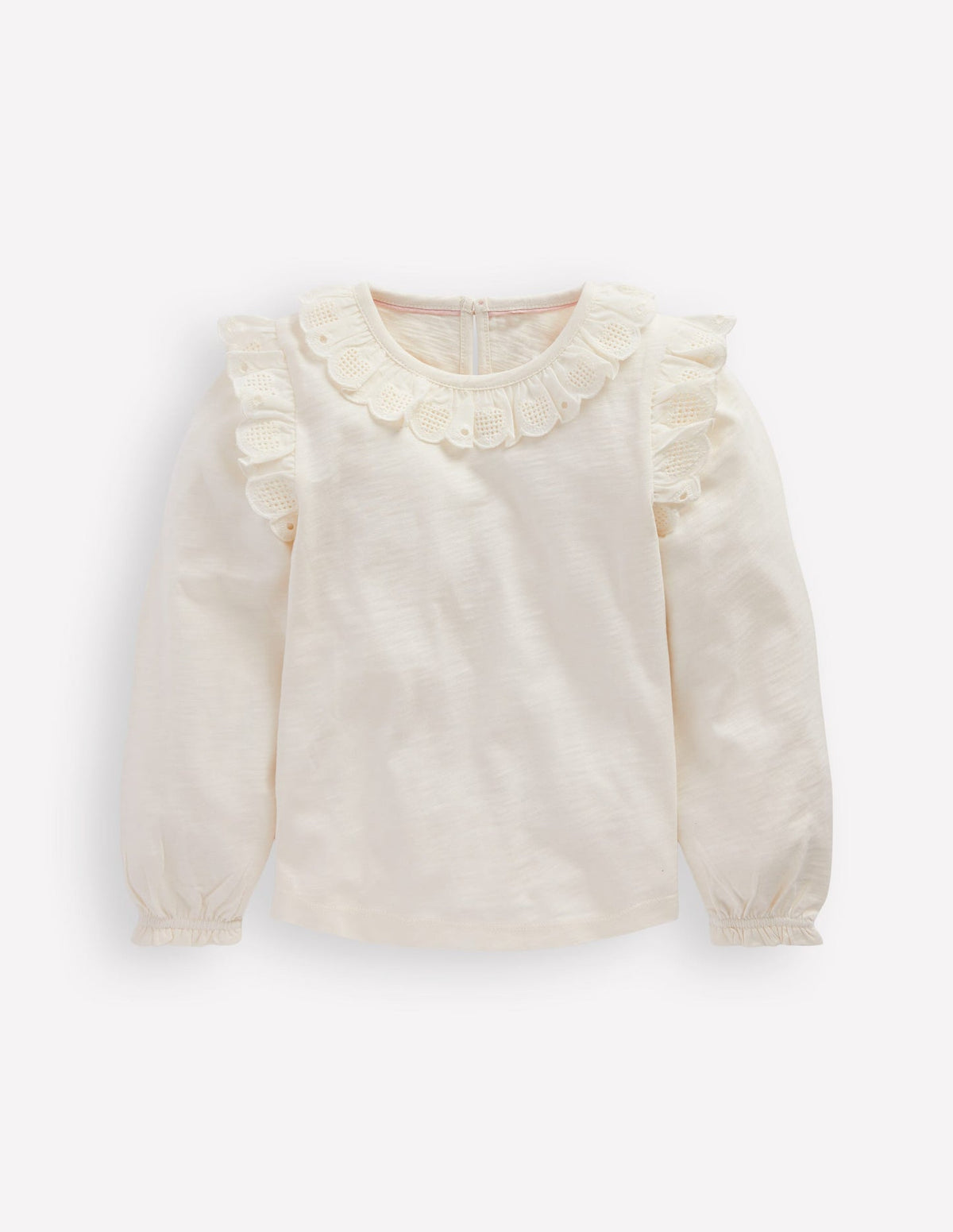 Boden Broderie Heart Trim Top - Soft Ivory