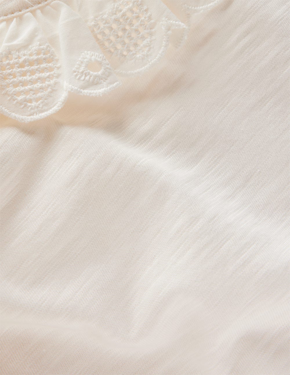 Boden Broderie Heart Trim Top - Soft Ivory