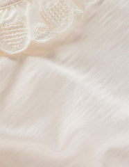 Boden Broderie Heart Trim Top - Soft Ivory