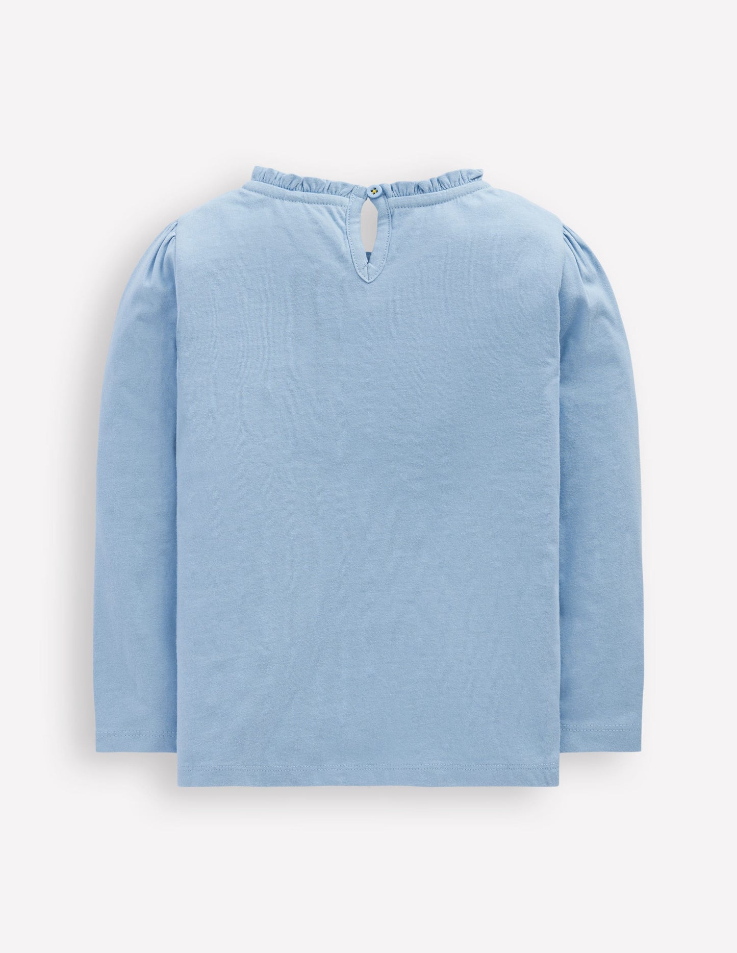 Boden Frill Neck Appliqué T-shirt - Glacier Blue Flowers