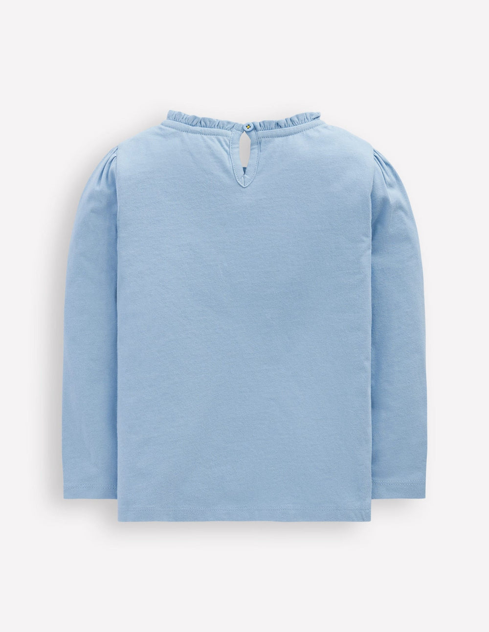 Boden Frill Neck Appliqué T-shirt - Glacier Blue Flowers