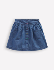 Boden Button - through Mini Skirt - Denim