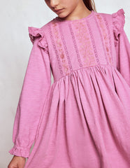 Boden Lace Trim Jersey Dress - Formica Pink