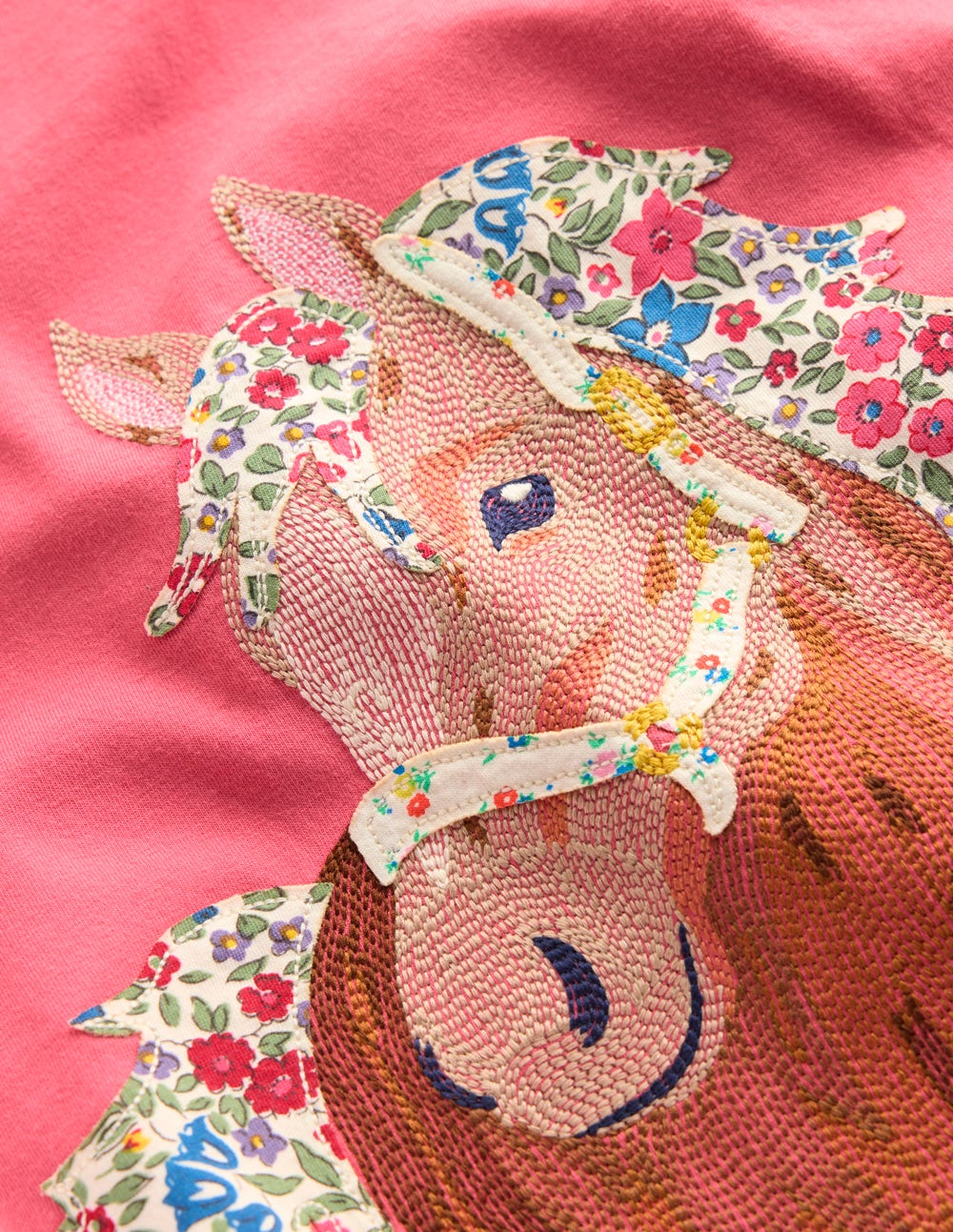 Boden Long Sleeve Superstitch Tee - Rose Pink Horses