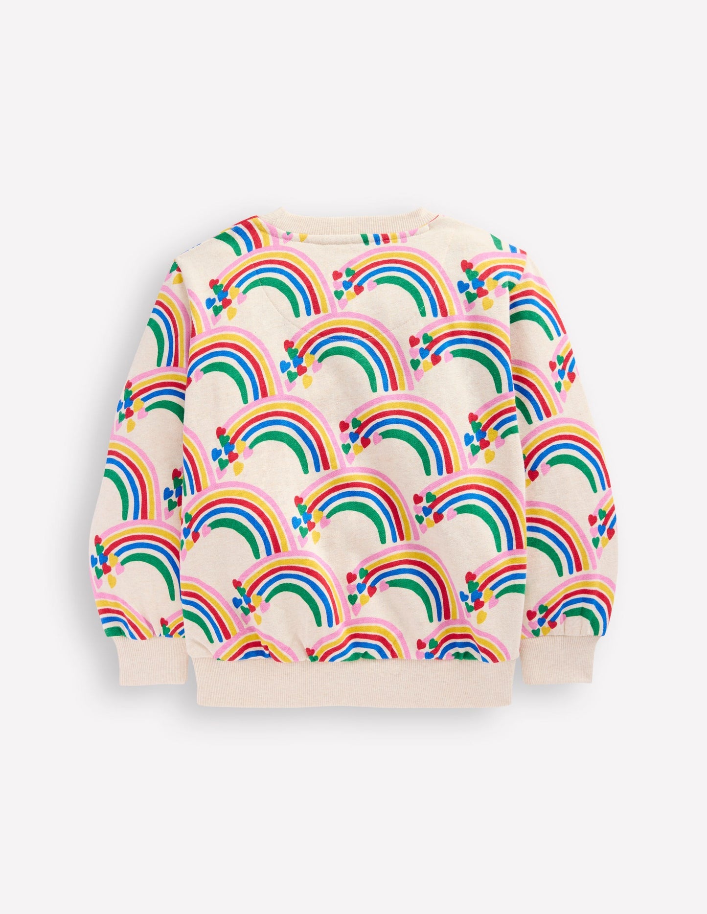 Boden Printed Sweatshirt - Oatmeal Marl Rainbow Hearts