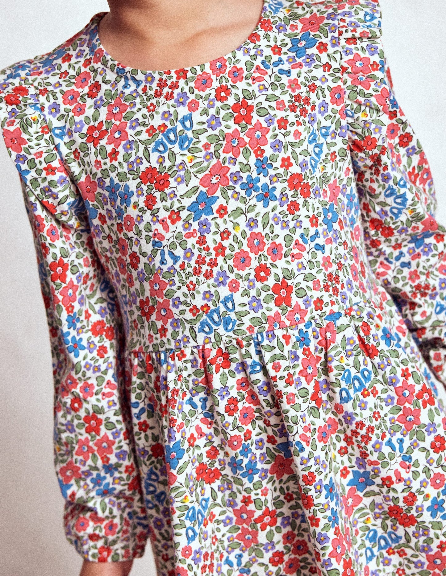 Boden Posie Long Sleeve Jersey Dress - Rose Pink Flowerbed