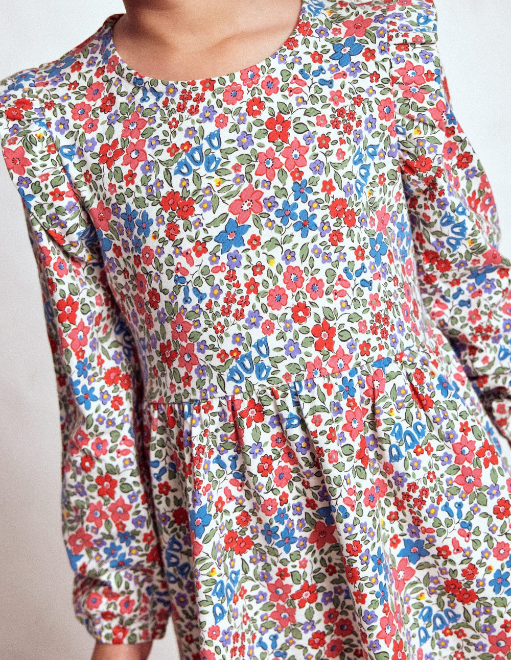 Boden Posie Long Sleeve Jersey Dress - Rose Pink Flowerbed
