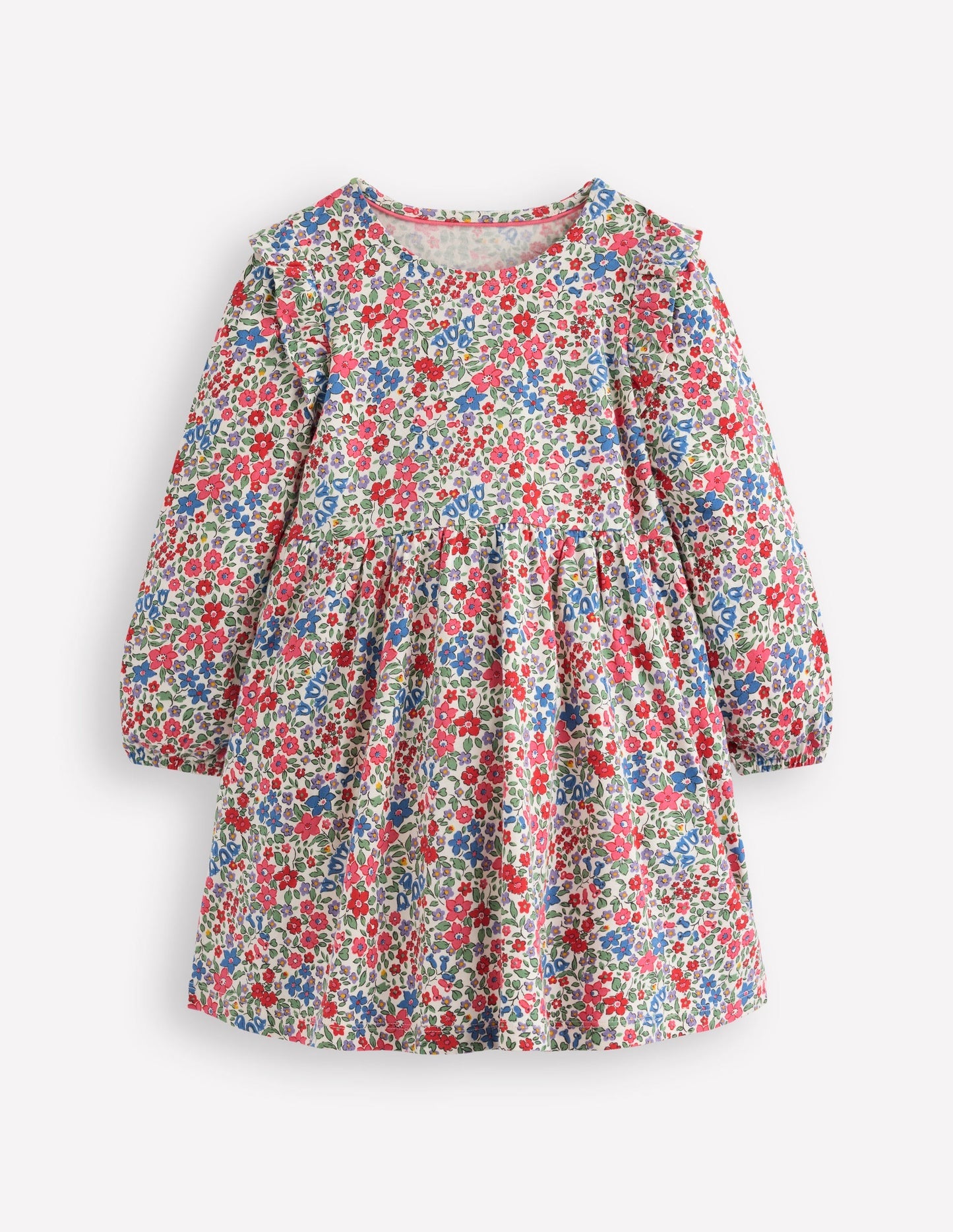 Boden Posie Long Sleeve Jersey Dress - Rose Pink Flowerbed
