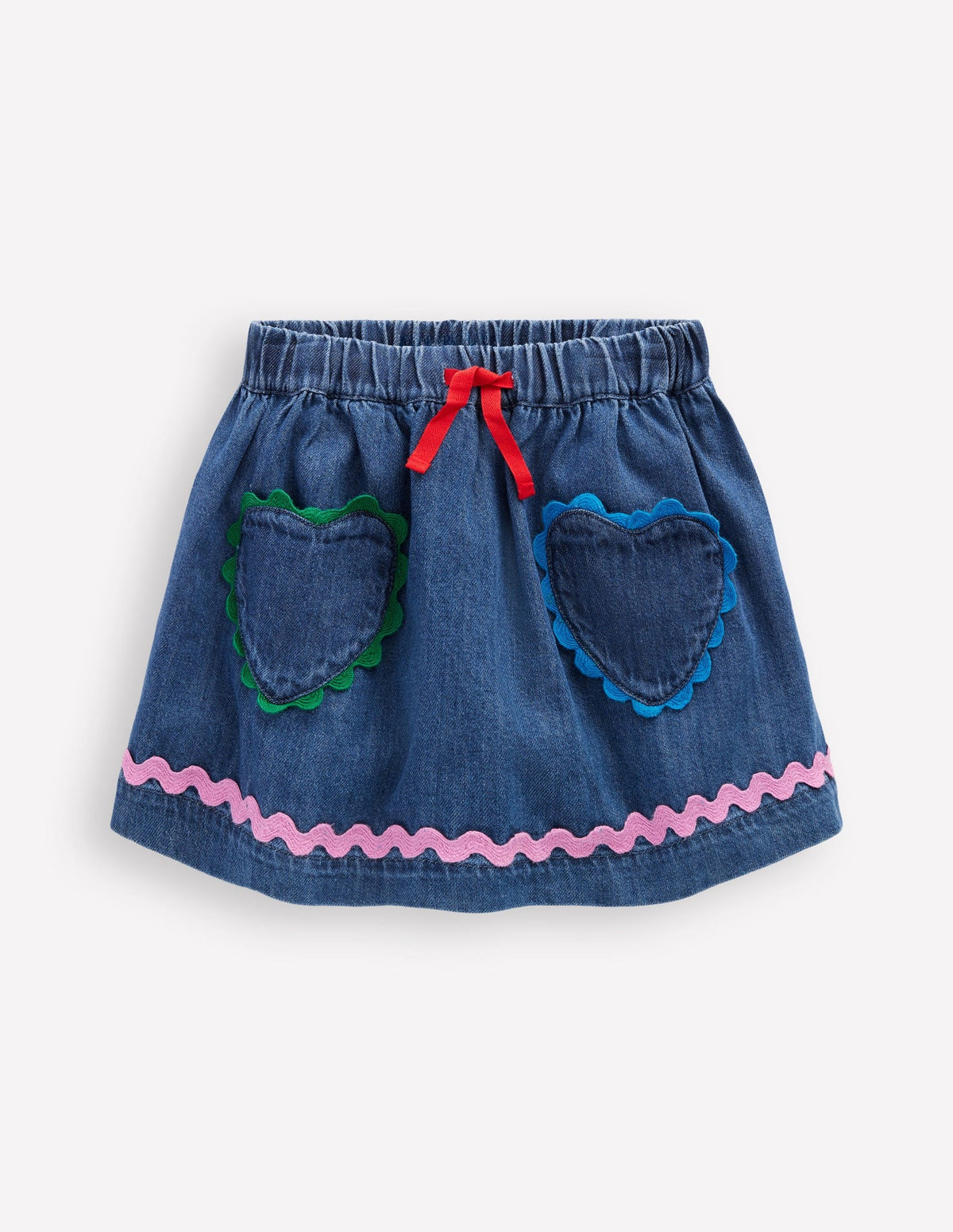 Boden Ric Rac Skirt - Mid Vintage Denim