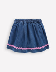 Boden Ric Rac Skirt - Mid Vintage Denim