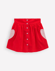 Boden Button - through Mini Skirt - Rockabilly Red Hearts