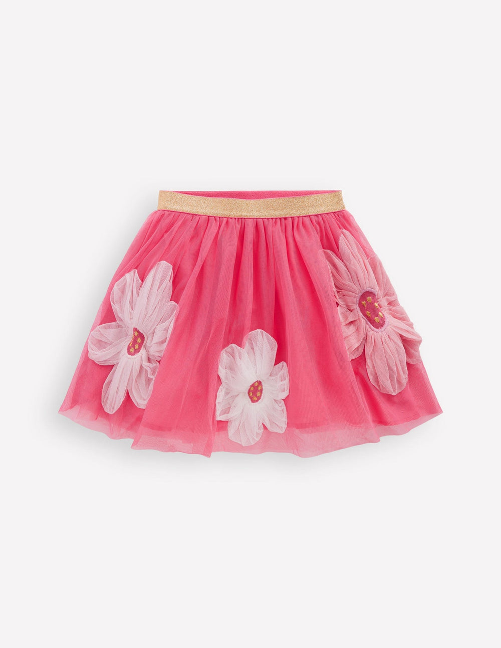 Boden Appliqué Tulle Skirt - Pink Flowers