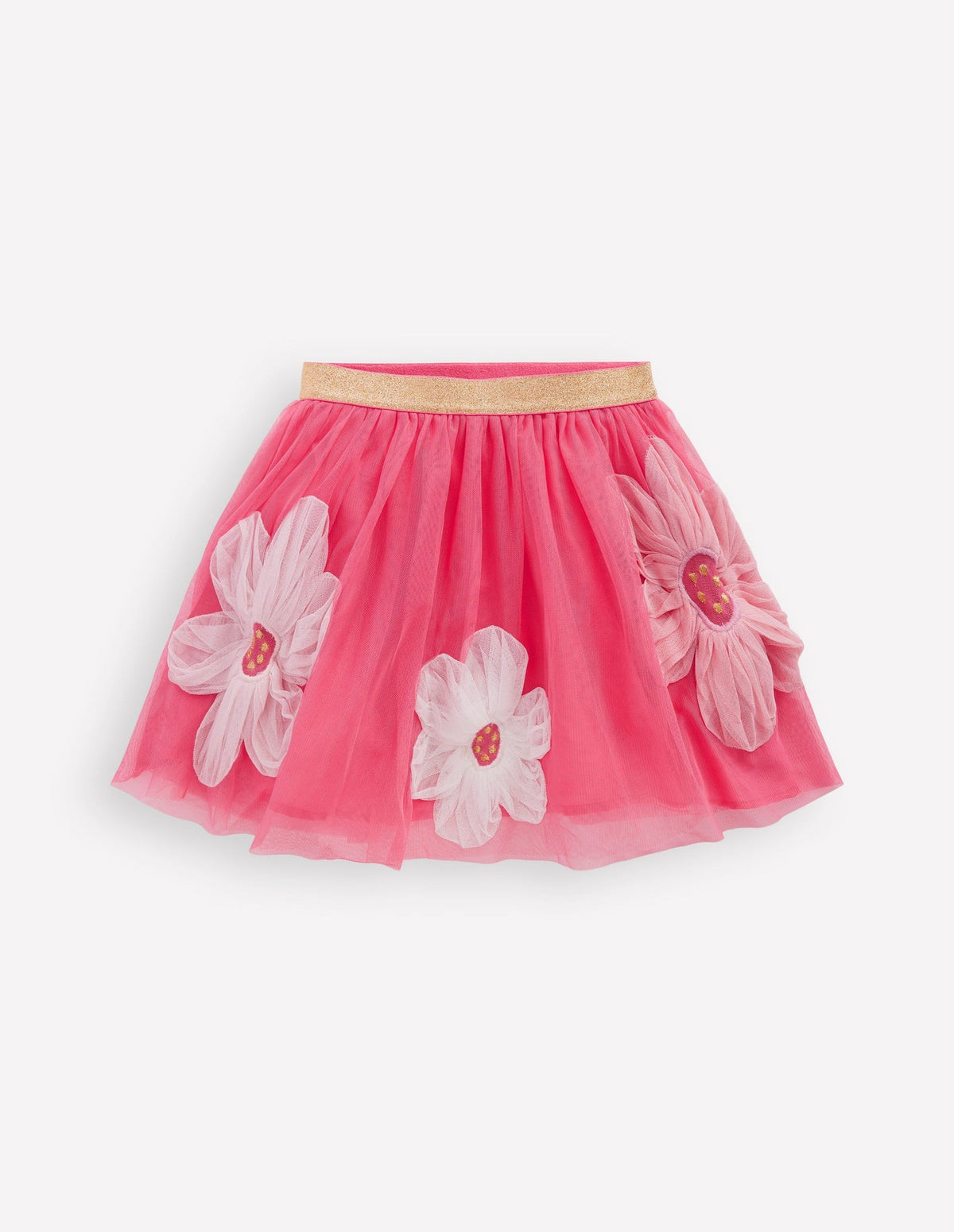 Boden Appliqué Tulle Skirt - Pink Flowers