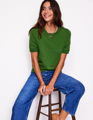 Boden Emilia Cotton Crew T-shirt - Promenade Green