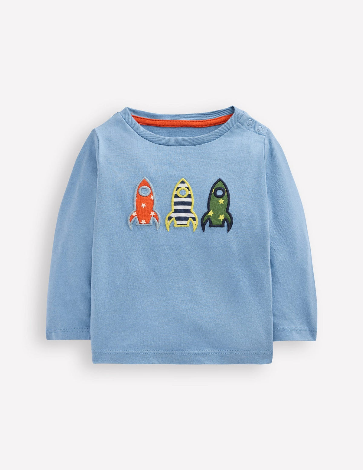 Boden Long Sleeve Applique T-shirt - Blue Rockets