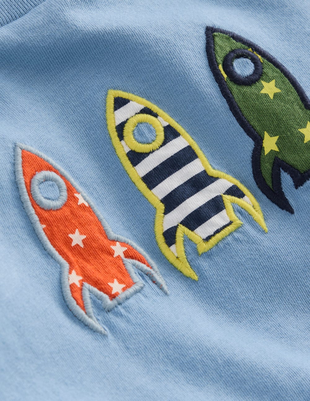 Boden Long Sleeve Applique T-shirt - Blue Rockets