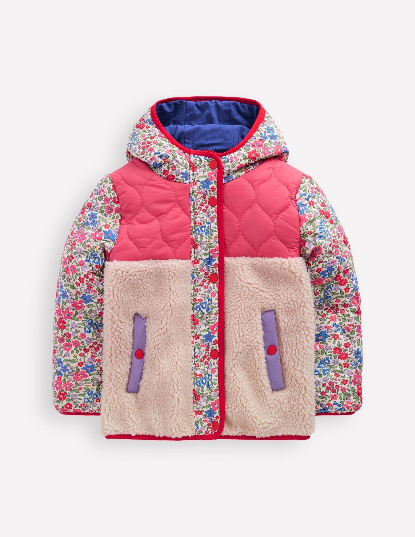 Boden Janie Borg Mix Jacket - Rose Pink Flowerbed