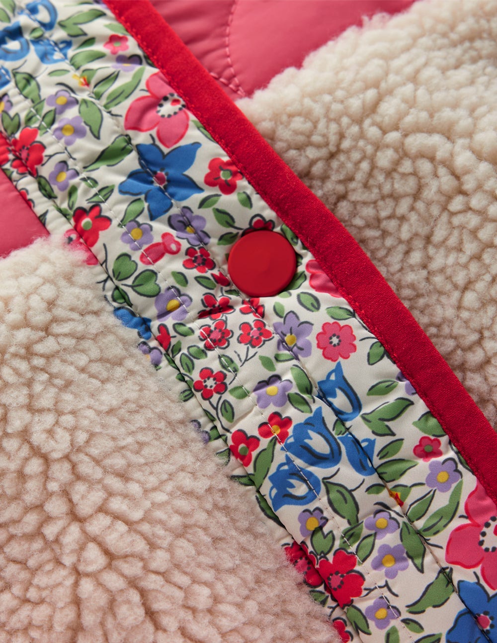 Boden Janie Borg Mix Jacket - Rose Pink Flowerbed