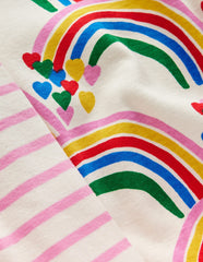 Boden Twin Pack Snug Pajamas - Oatmeal Marl Rainbow Hearts