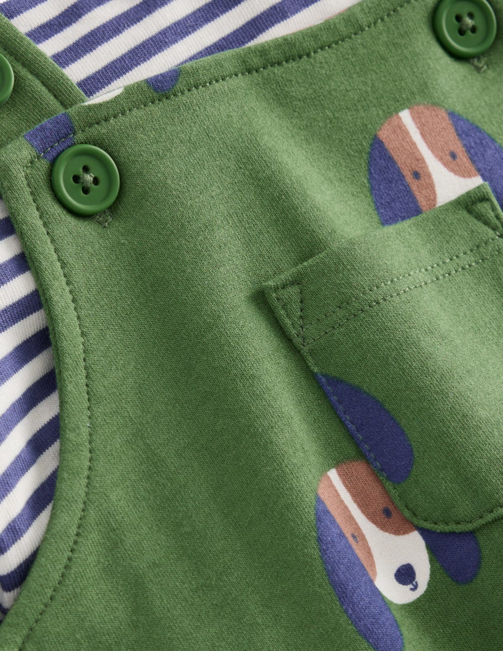 Boden Printed Jersey Overalls Set - Green Dogs