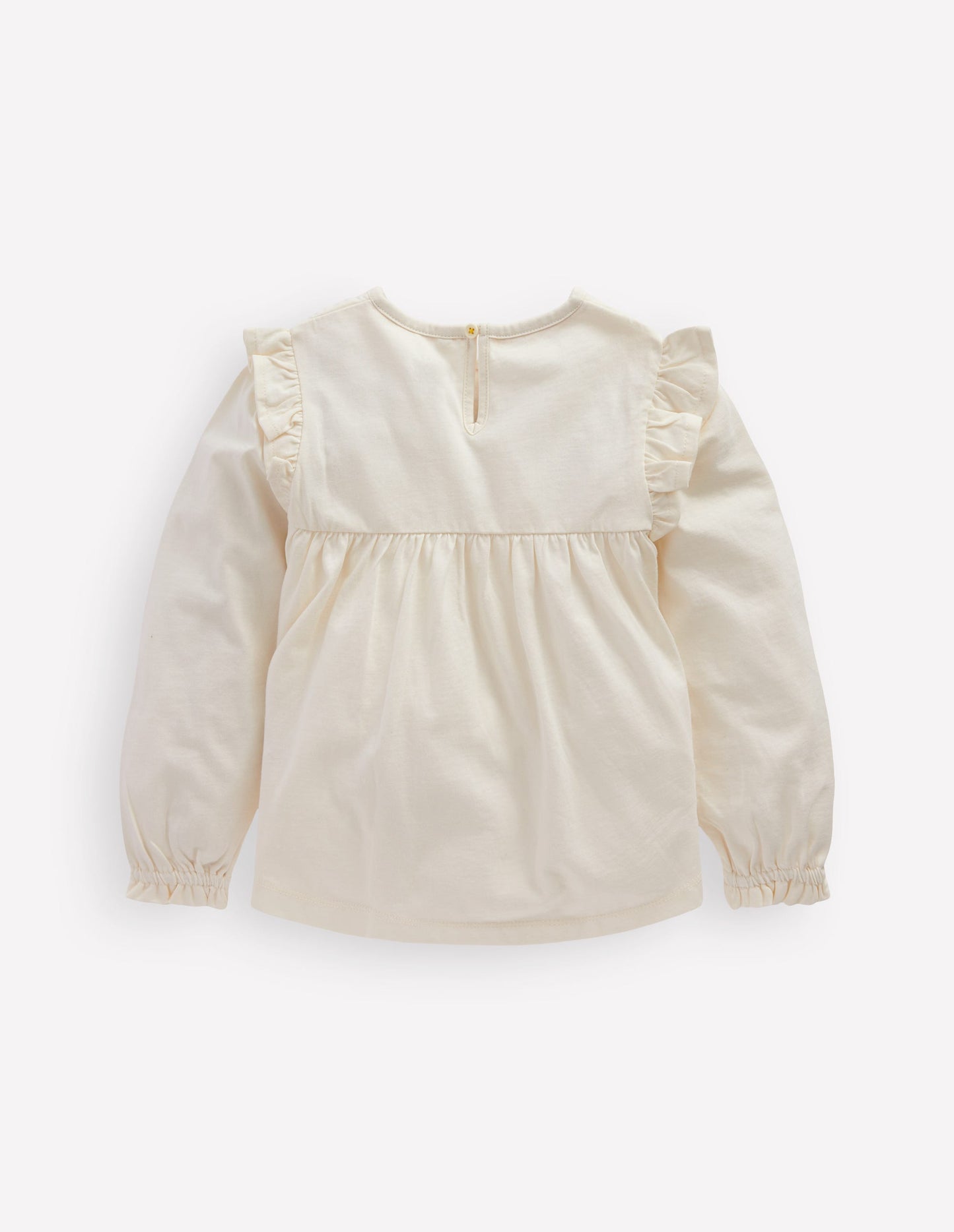 Boden Embroidered Jersey Yoke Top - Soft Ivory Embroidery