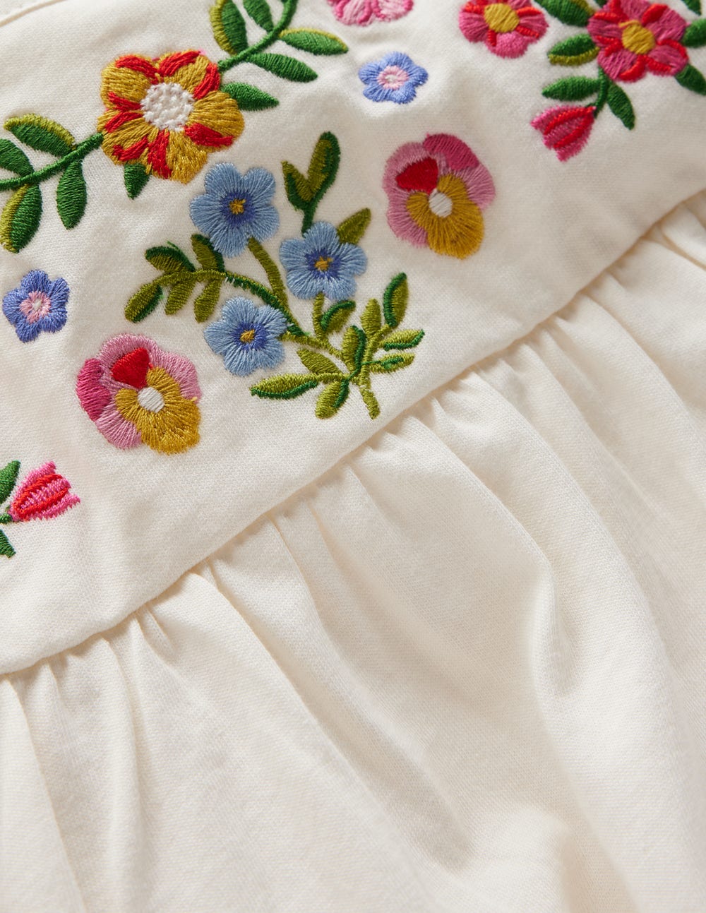 Boden Embroidered Jersey Yoke Top - Soft Ivory Embroidery