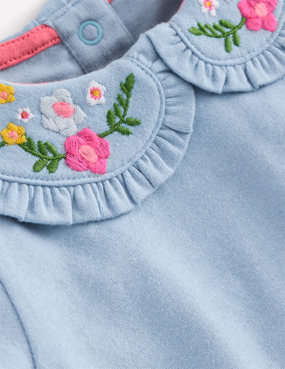 Boden Collared Jersey Set - Blue Floral Embroidery