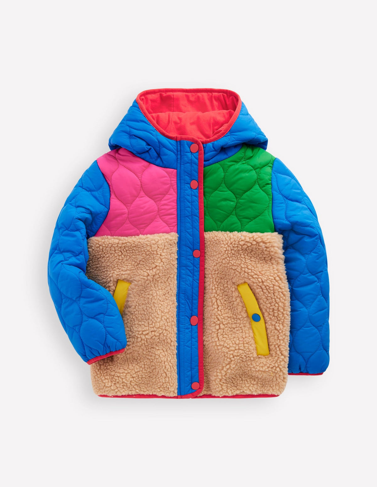Boden Janie Borg Mix Jacket - Multi Colourblock