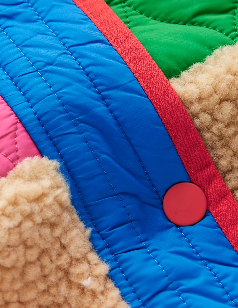 Boden Janie Borg Mix Jacket - Multi Colourblock