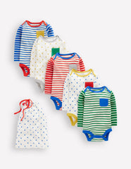 Boden Striped 5 Pack Bodies - Multi Stripes/Stars