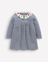 Boden Ribbed Jersey Dress - Starboard Blue Ivory Stripe