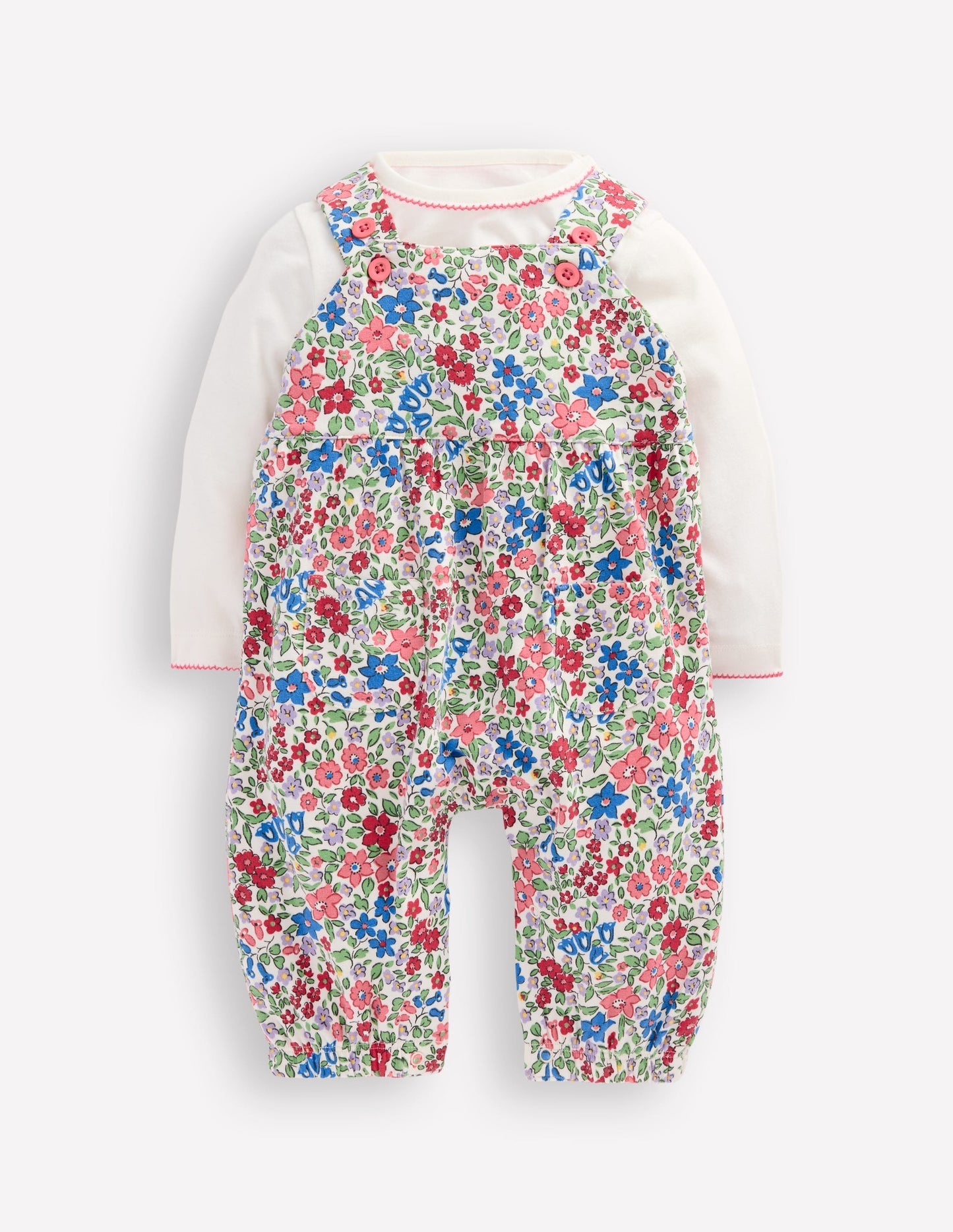 Boden Jersey Overalls Set - Rose Pink Flowerbed