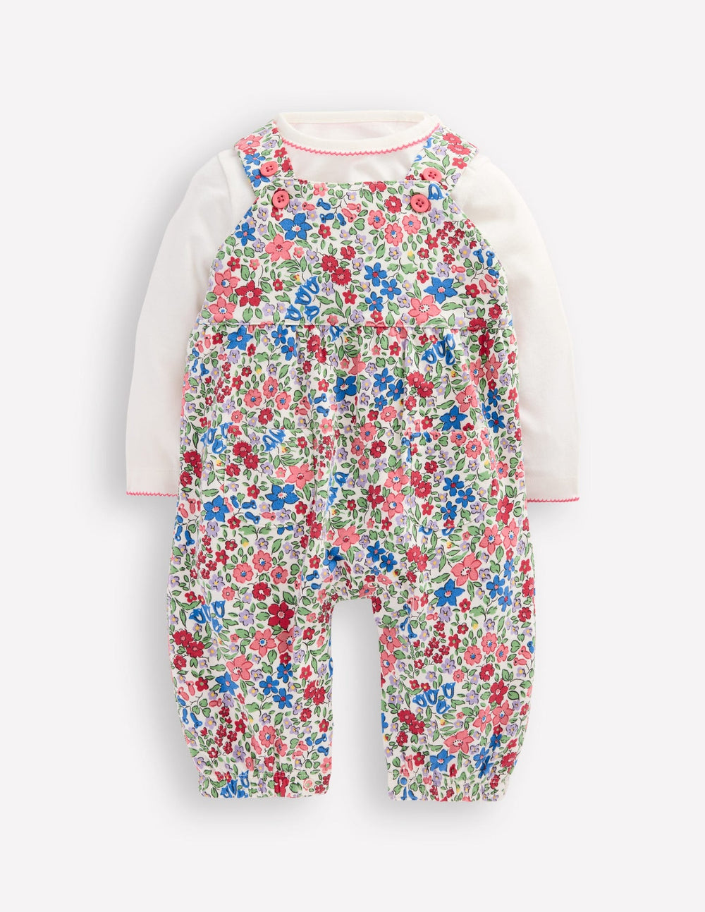 Boden Jersey Overalls Set - Rose Pink Flowerbed