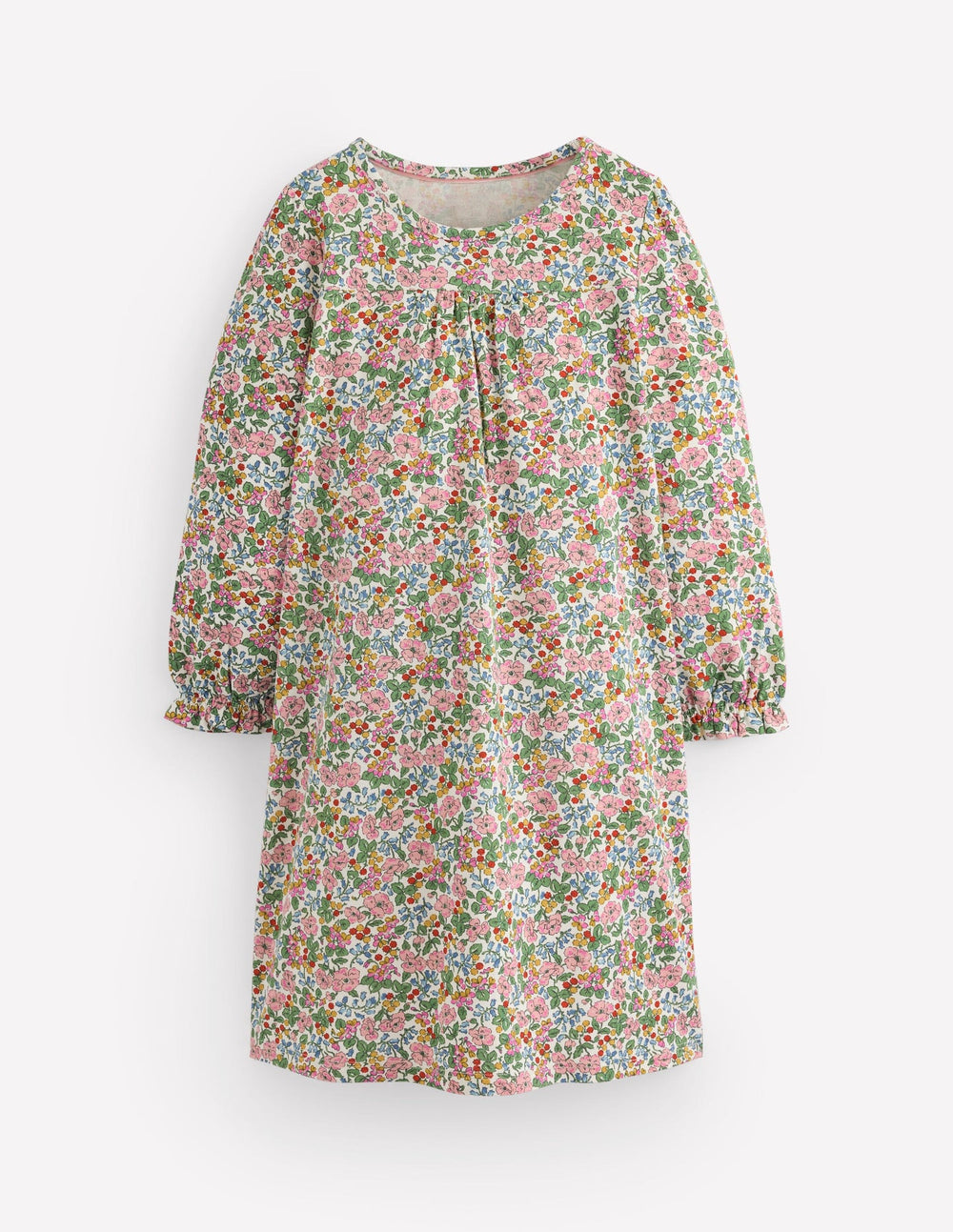 Boden Printed Long Sleeve Nightie - Coconut Milk Berry Floral