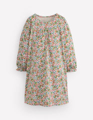 Boden Printed Long Sleeve Nightie - Coconut Milk Berry Floral